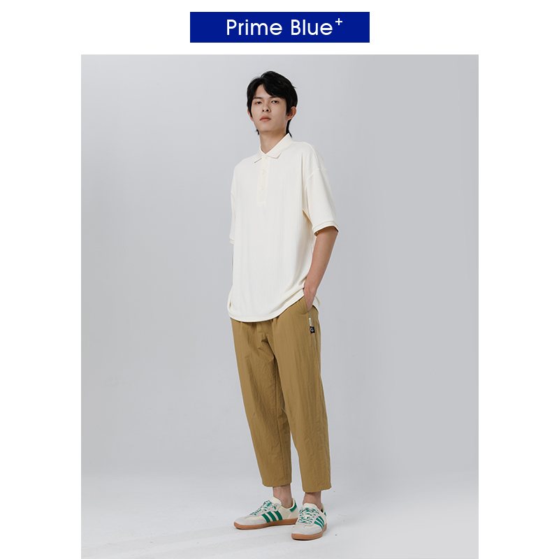 【Prime Blue设计师系列】压褶纯色落肩POLO男夏款高级感短袖上衣 - 图1