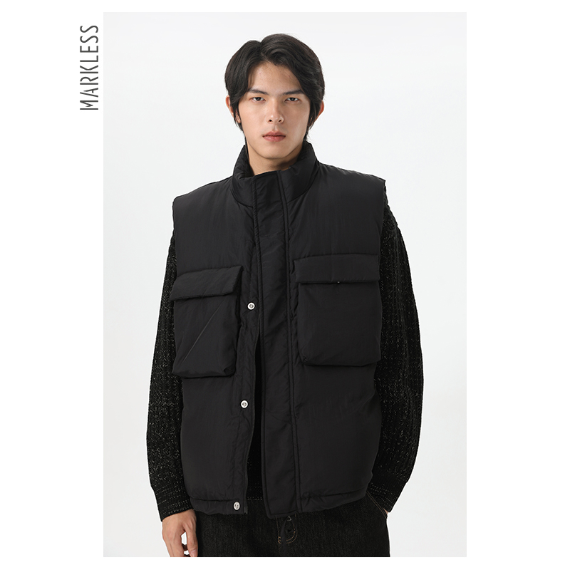 Markless男士羽绒服马甲2024冬季新款工装羽绒背心男款外穿 - 图0