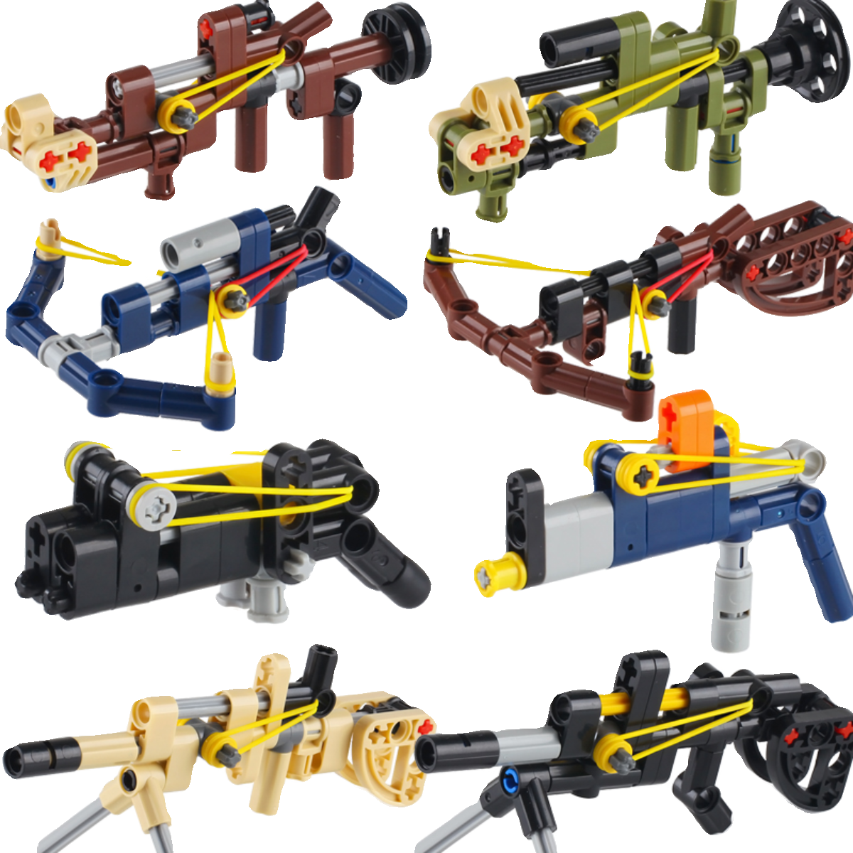 可发射皮筋冲锋枪机枪火箭筒弓箭男孩子益智拼装积木军事模型玩具
