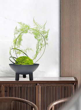 新中式绿植禅意永生苔藓仿真文竹盆景盆栽客厅餐桌现代装饰花摆件