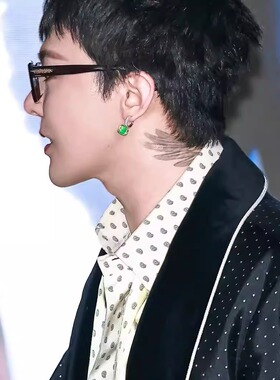 gd权志龙同款绿色耳环透明糖果宝石高贵镶钻耳环精品轻奢男女耳饰