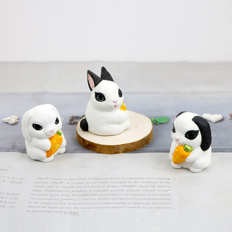 可爱小兔子陶瓷摆件 动物装饰工艺品办公室公仔桌面摆设创意礼品 - 图2