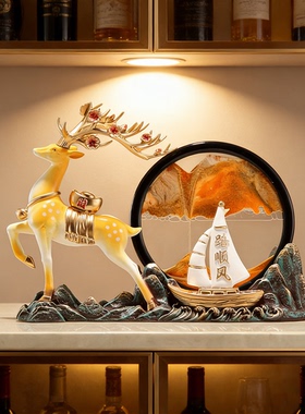 新中式流沙风景画摆件开业送礼