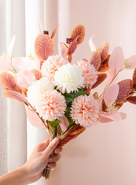 仿真花花束餐桌电视柜花瓶插花假花摆件仿真玫瑰花绢花