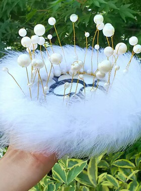 加大号羽毛汽车防滑垫耐高温创意可爱车饰品搭配珍珠羽毛垫车用品