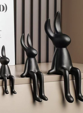 解压创意坐姿长耳兔摆件高级感轻奢客厅电视柜酒柜玄关家居装饰品