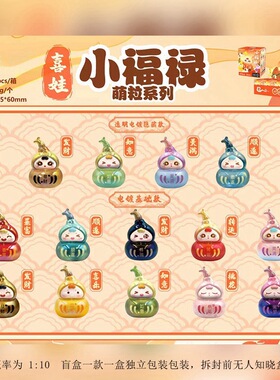 国风潮玩喜娃小福禄盲盒摆件可爱表情萌趣手办办公室工位装饰礼品