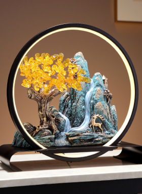 新中式高山流水家居摆件客厅玄关书房茶几电视柜装饰乔迁新居礼物