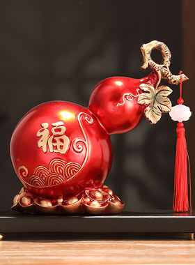 新中式家居客厅葫芦摆件新房创意乔迁礼物书房玄关酒柜桌面装饰品