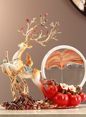 新中式创意鹿流沙摆件酒柜玄关电视柜装饰品客厅招财桌面工艺品