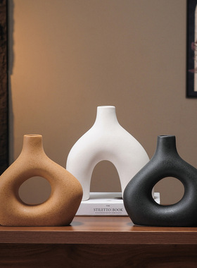 中古风摆件复古小众陶瓷花瓶干花插花创意简约客厅玄关酒柜装饰品