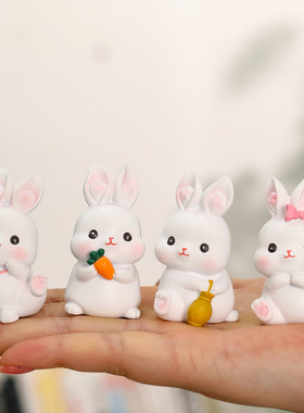 新款糯米兔车载摆件可爱治愈系网红创意车内饰品汽车卡通兔子车用