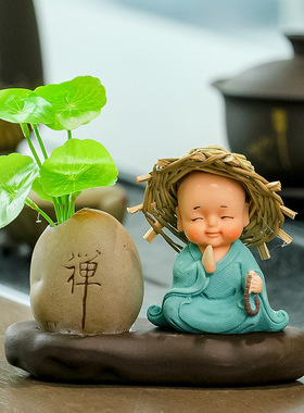 小和尚微景观禅意摆件创意桌面办公室装饰品卡通公仔小摆件新款男