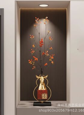 新中式日进斗金花瓶摆件家居办公茶室酒柜玄关电视柜中国风装饰品