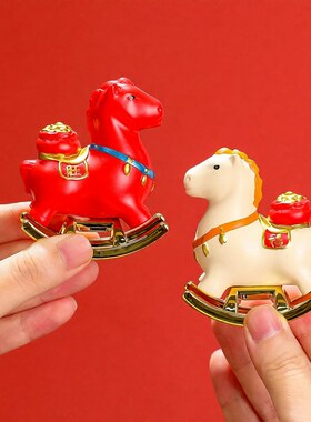 新中式马上成功摇摇马小摆件卡通可爱生肖马年会伴手礼马年吉祥物
