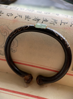 原创西藏高原鸡血藤镶嵌A货冰种晴水貔貅镯