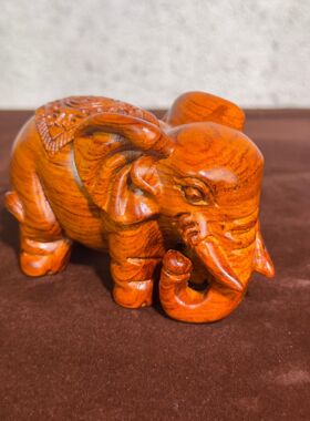 大象木雕工艺品摆件木质小象实木雕刻吉祥物礼品木制品