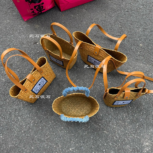 芒市网红同款现货！夏日出游拍照搭子~手工编织草编包手提菜篮子 - 图2