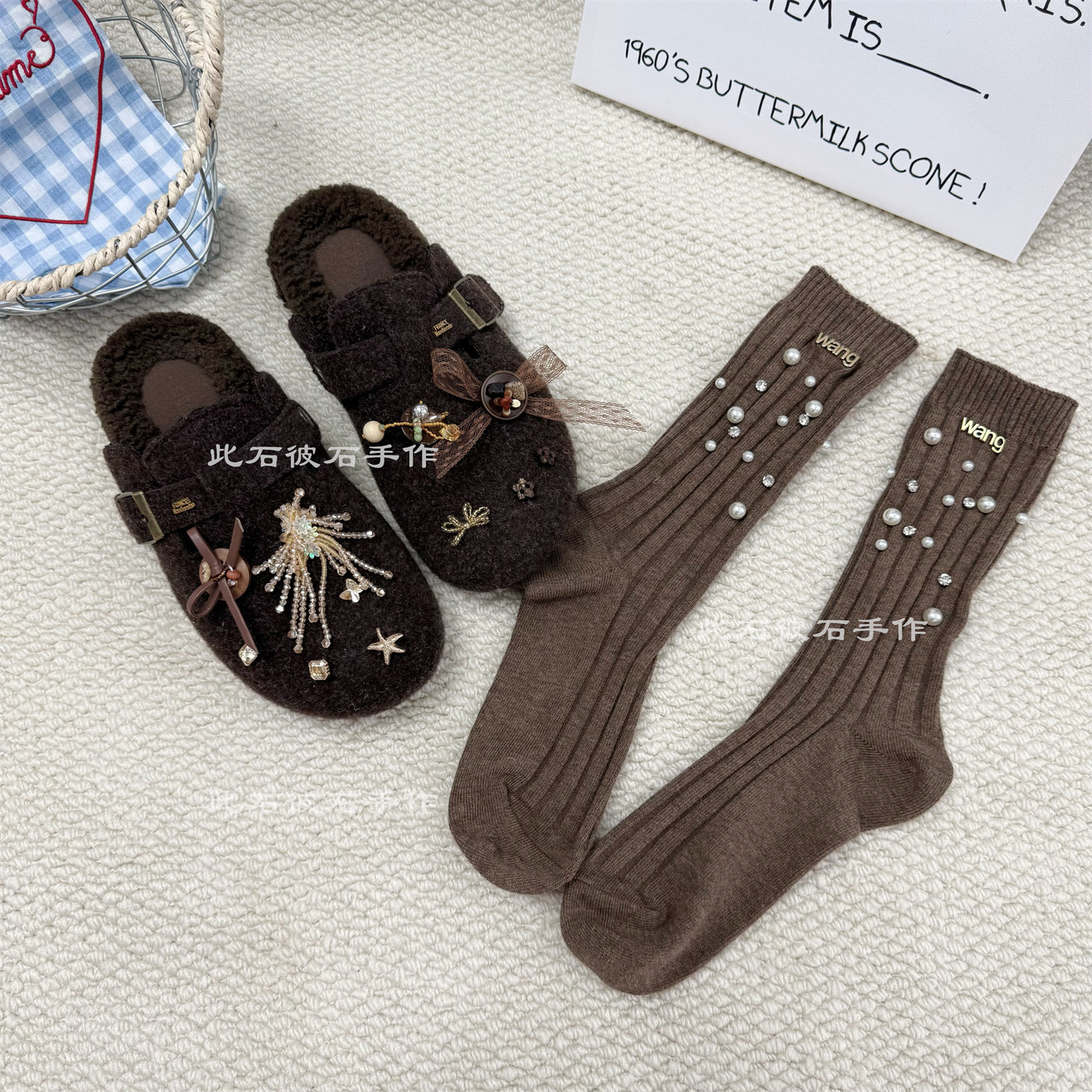 此石彼石原创设计重工勃肯鞋半包拖鞋秋冬毛绒全包小众不撞款鞋,淘宝优惠券,粉丝福利购,淘宝优惠卷