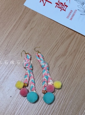 原创手作耳环耳饰藏族藏式民族风复古彩色波西米亚度假拍摄道具