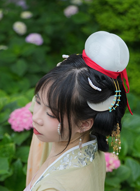 大萌制 宋代团纹金花边银发冠 宋制汉服女团冠 3d打印花冠发饰