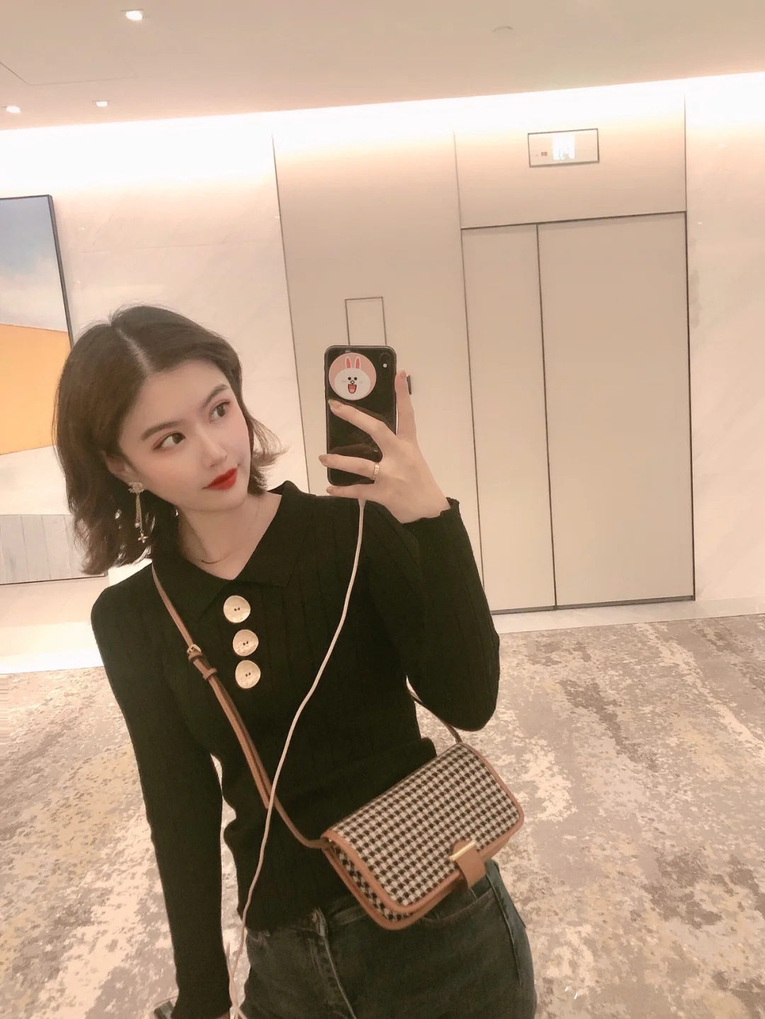 UR千鸟格包秋冬呢子mini单肩斜挎包格子菱格包小方包小香风女包包,淘宝优惠券,粉丝福利购,淘宝优惠卷