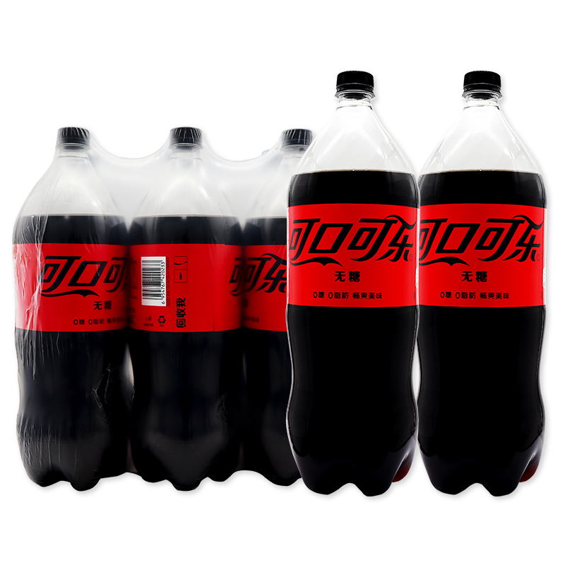 Coca Cola零度可口可乐汽水无糖碳酸饮料2L*6瓶装大瓶可乐畅饮-图0