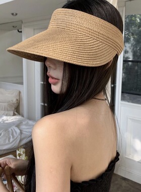 夏季空顶草编防晒大檐遮阳帽女