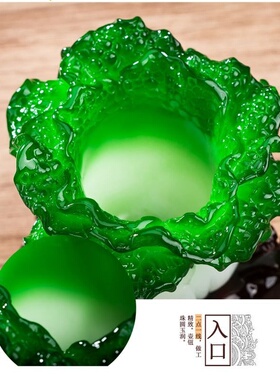 玉白菜百财如意摆件笔筒家居装饰工艺品招财客厅办公室书桌礼品