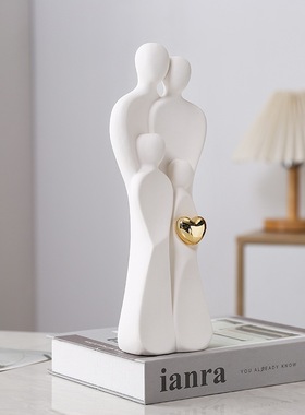 简尔美现代简约幸福家庭摆件新居子女家居饰品乔迁父母人客厅