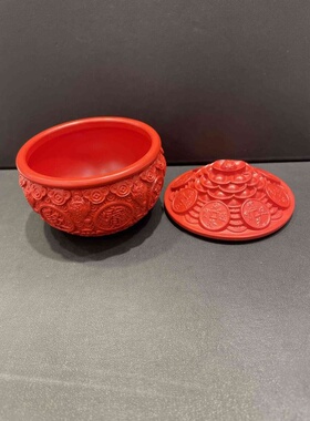 朱砂聚宝盆金蟾元宝聚宝缸摆件可打开办公室家中玄关摆台碗台子沙