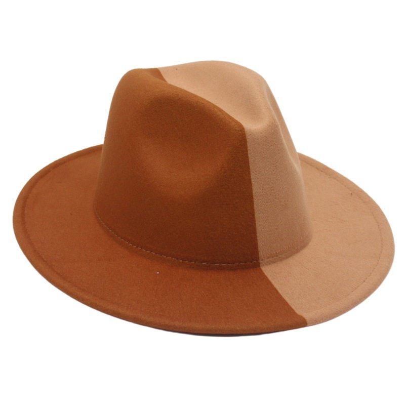 2023年跨境新款圣诞双色美式礼帽颜色毛毡爵士搭配阴阳帽色拼帽子,淘宝优惠券,粉丝福利购,淘宝优惠卷