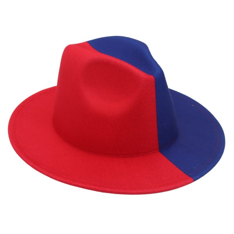 2023年跨境新款圣诞双色美式礼帽颜色毛毡爵士搭配阴阳帽色拼帽子,淘宝优惠券,粉丝福利购,淘宝优惠卷