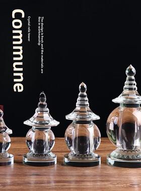 水晶佛塔菩提宝塔藏红花花蜜家宝塔瓜中大摆件桌面、丸、小型瓶