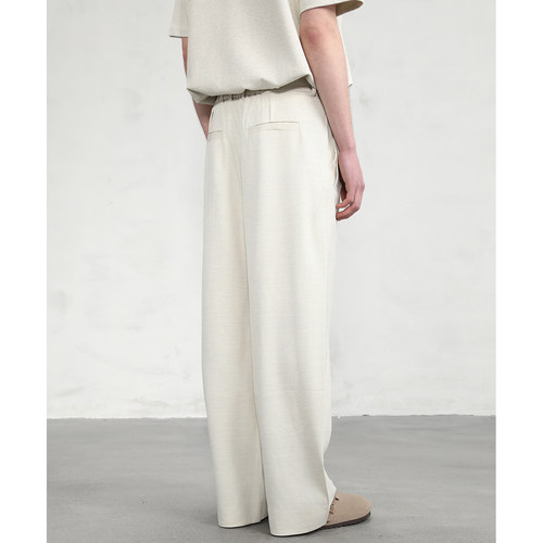 CAKUNTA 简约松弛感_天丝羊毛中古阔腿休闲西裤 单褶直筒裤 - 图2