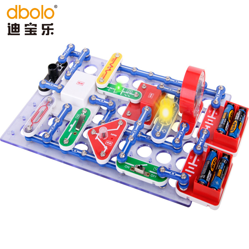 迪宝乐电子积木百拼3588拼插益智物理电路中小学男孩儿童早教玩具