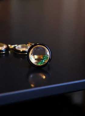 艺术戒指天然多宝纯银镀金