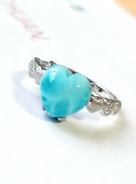 925银多米尼加海纹石开口戒指