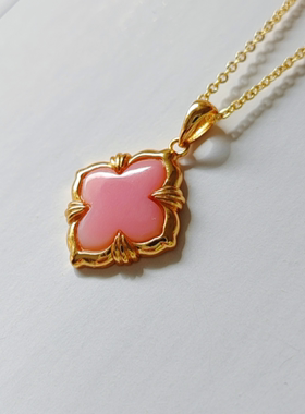 925纯银女皇贝四叶草项链耳钉