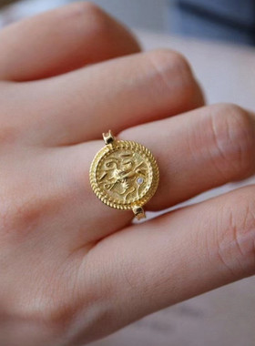 女纯银镀金天然白贝戒指吊坠两用