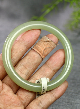 （不议价）润玉缘和田玉晴水手镯女款圆条玉镯腕间美玉悬36g58mm