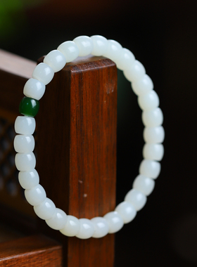 不议价和田玉新疆且末羊脂白玉精工直切6*7mm单圈手串手链16g