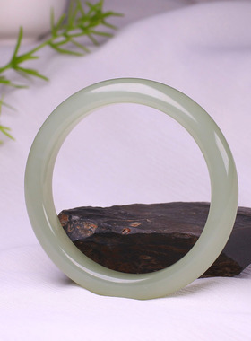 （古晨珠宝）润玉缘和田玉晴水手镯女款玉镯腕间美玉悬52g58mm