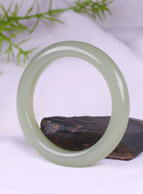 （古晨珠宝）润玉缘和田玉冰晴水手镯女款玉镯腕间美玉悬65g59mm