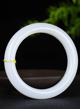 （古晨珠宝）新疆和田玉白玉手镯女款玉镯腕间美玉悬59g54mm