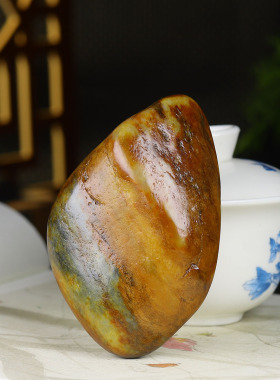 （古晨珠宝）新疆和田玉原石独籽手把件手玩时来运转214g