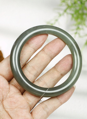 古晨和田玉烟紫圆条手镯