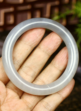 （不议价）润玉缘和田玉烟紫手镯女款圆条玉镯腕间优雅50g55mm