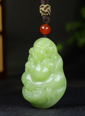 （古晨珠宝）新疆和田玉黄玉财神手把件手玩财源滚滚120g