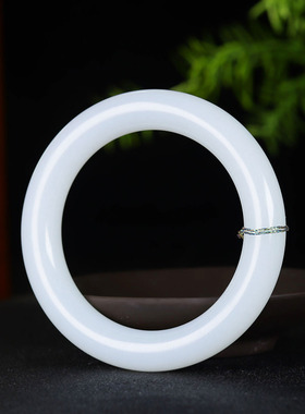 （古晨珠宝）新疆和田玉白玉手镯女款玉镯腕间美玉悬71g57mm